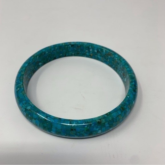 Classic Blue Green Speckled Bangle - Picture 1 of 6